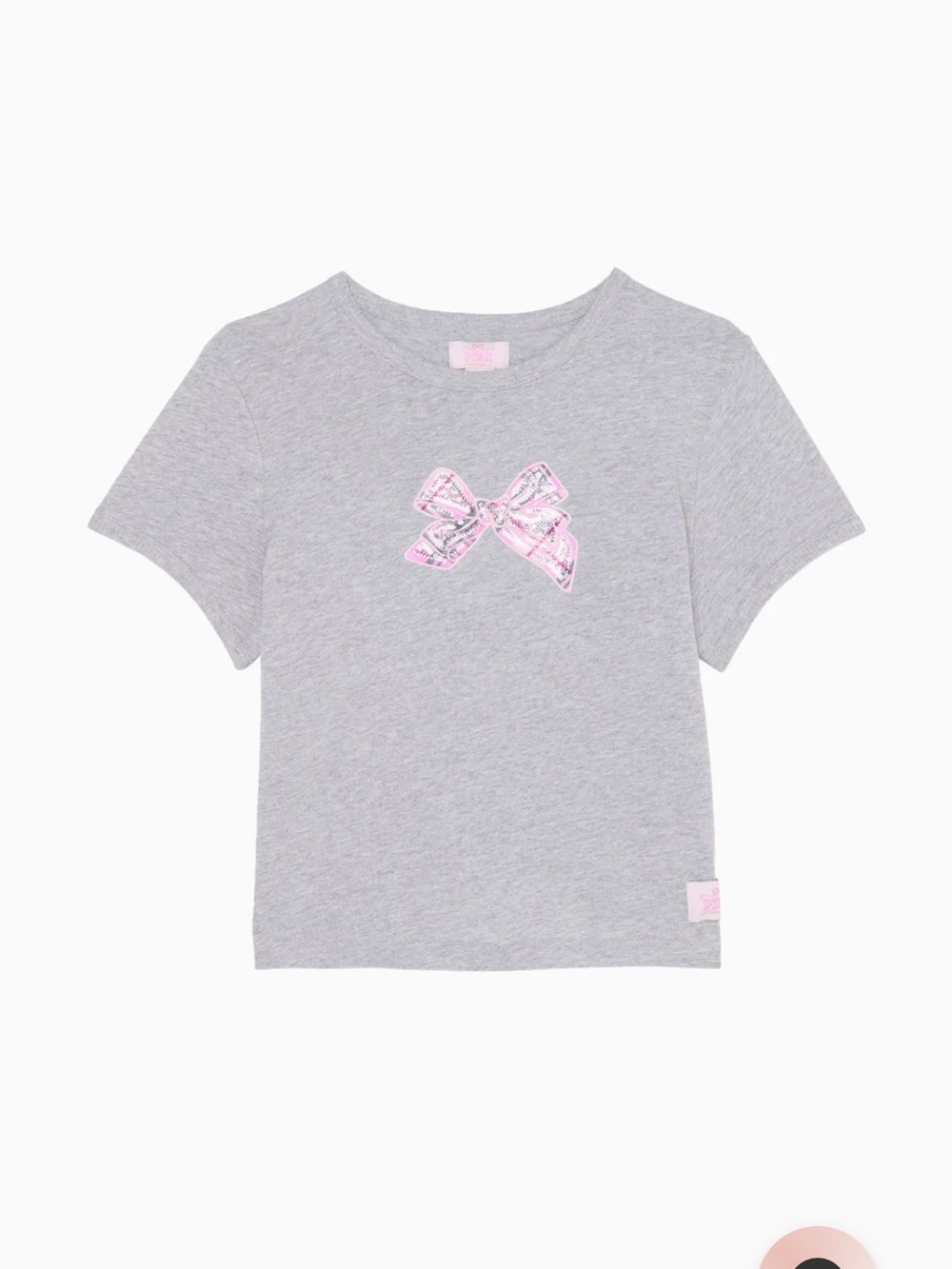 Gray Short-Sleeve baby  Tee with Pink Bow Graphic LoveShackFancy x pink